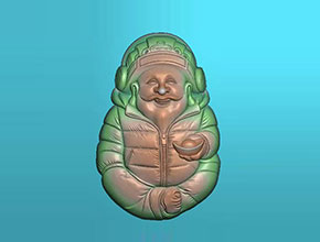 拿元寶穿羽絨服財神雕玉石電腦雕刻圖紙_享刻玉