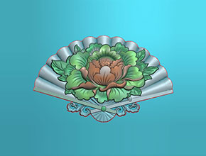 扇形牡丹花-玉石電腦數(shù)控精雕圖紙_享刻