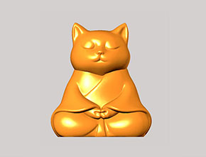 打坐小貓立體3d模型圖stl_享刻五軸雕刻機