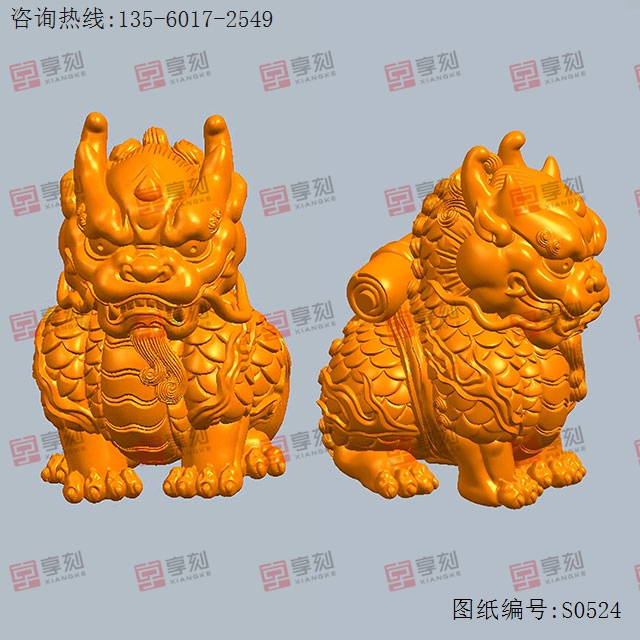 麒麟背書立體3d模型圖stl_享刻五軸雕刻機