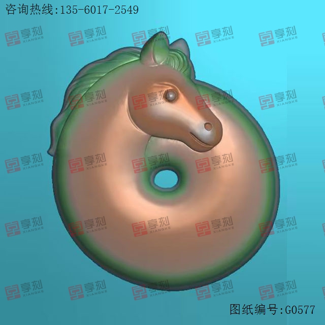 平安扣環(huán)馬頭玉石雕刻電腦圖紙_享刻玉石雕刻機