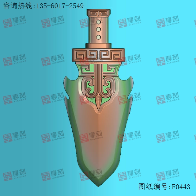 仿古寶劍玉石電腦雕刻圖紙_享刻玉石雕刻機