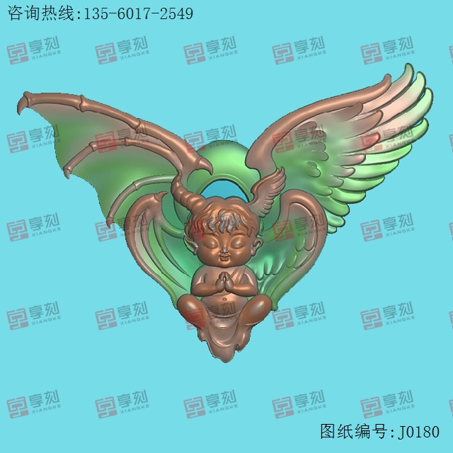 卡通天使人物惡魔吊墜 電腦模型雕刻圖_享刻數(shù)控雕刻機廠家