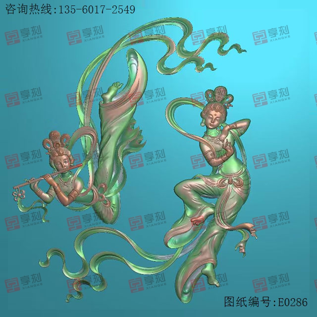 飛天仙女玉石精雕圖紙下載_電腦玉石雕刻機廠家
