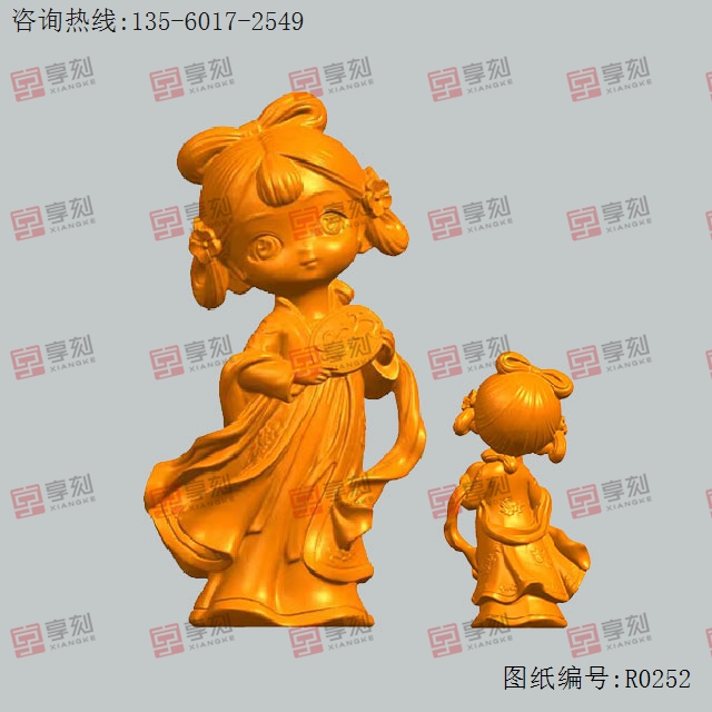 小仕女模型3d立體STL模型圖紙_五軸玉石雕刻機廠家