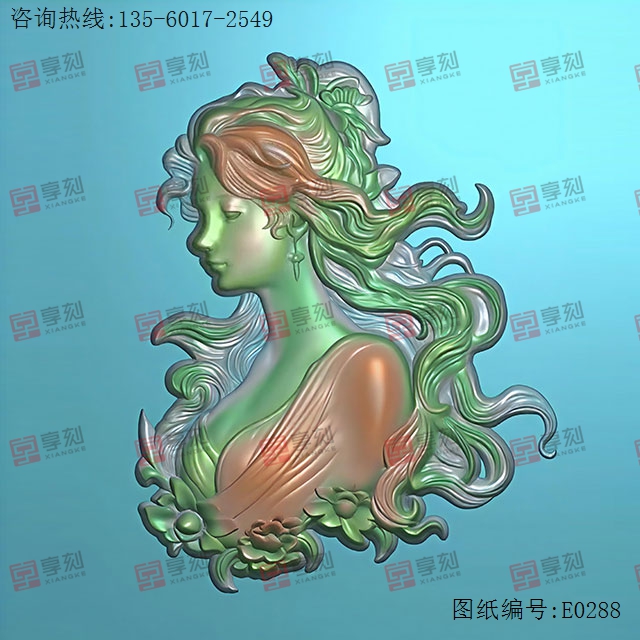 歐式美女浮雕人物精雕圖紙_享刻玉石雕刻機