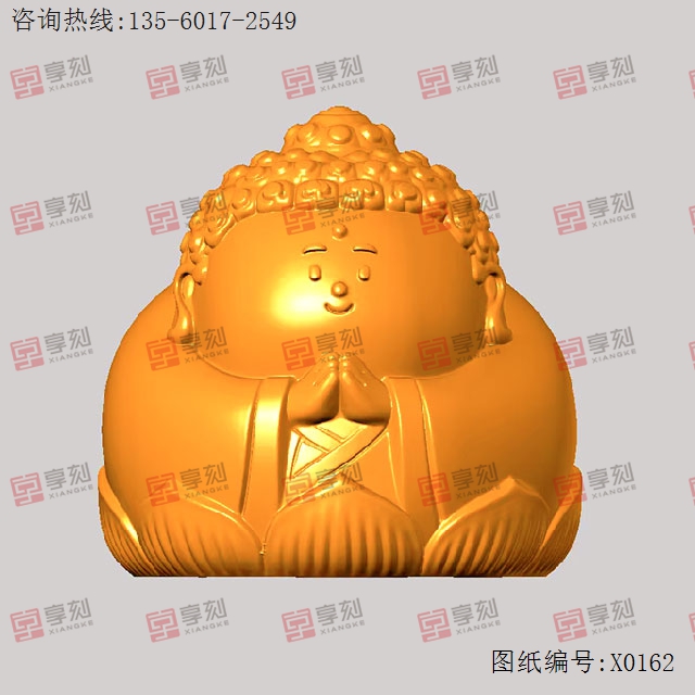 卡通打坐佛祖立體3d模型圖stl_享刻五軸雕刻機