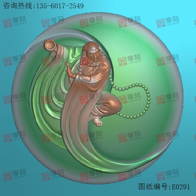 太極系列達(dá)摩雕刻電腦圖紙_享刻玉石雕刻機(jī)