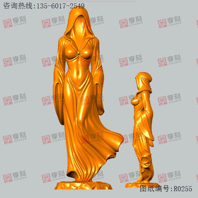 美女幽靈3d立體STL模型圖紙_五軸玉石雕刻機廠家