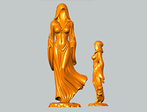 美女幽靈3d立體STL模型圖紙_五軸玉石雕刻機廠家
