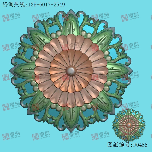 歐式洋花2-玉石電腦數控精雕圖紙_享刻玉石雕刻機