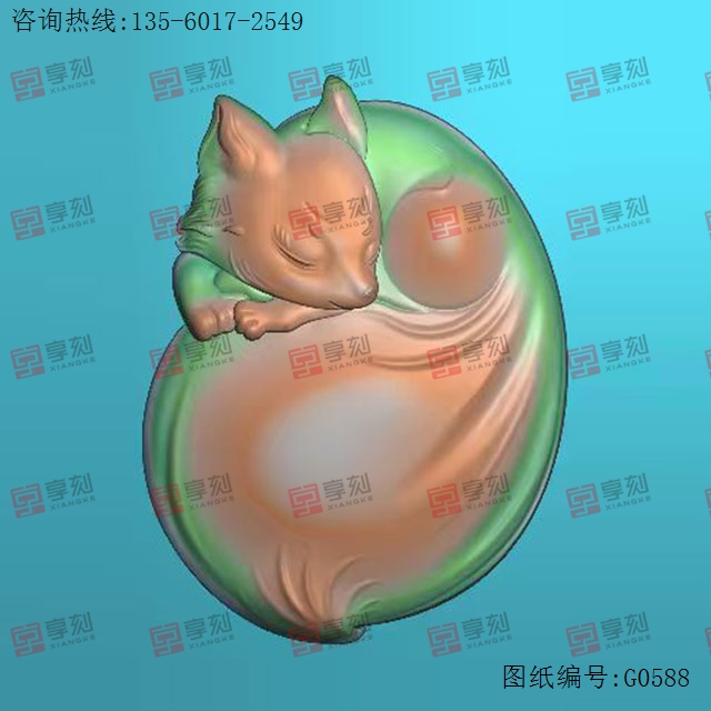趴尾睡九尾狐玉石雕刻機電腦雕刻圖紙_享刻數控雕刻機廠家